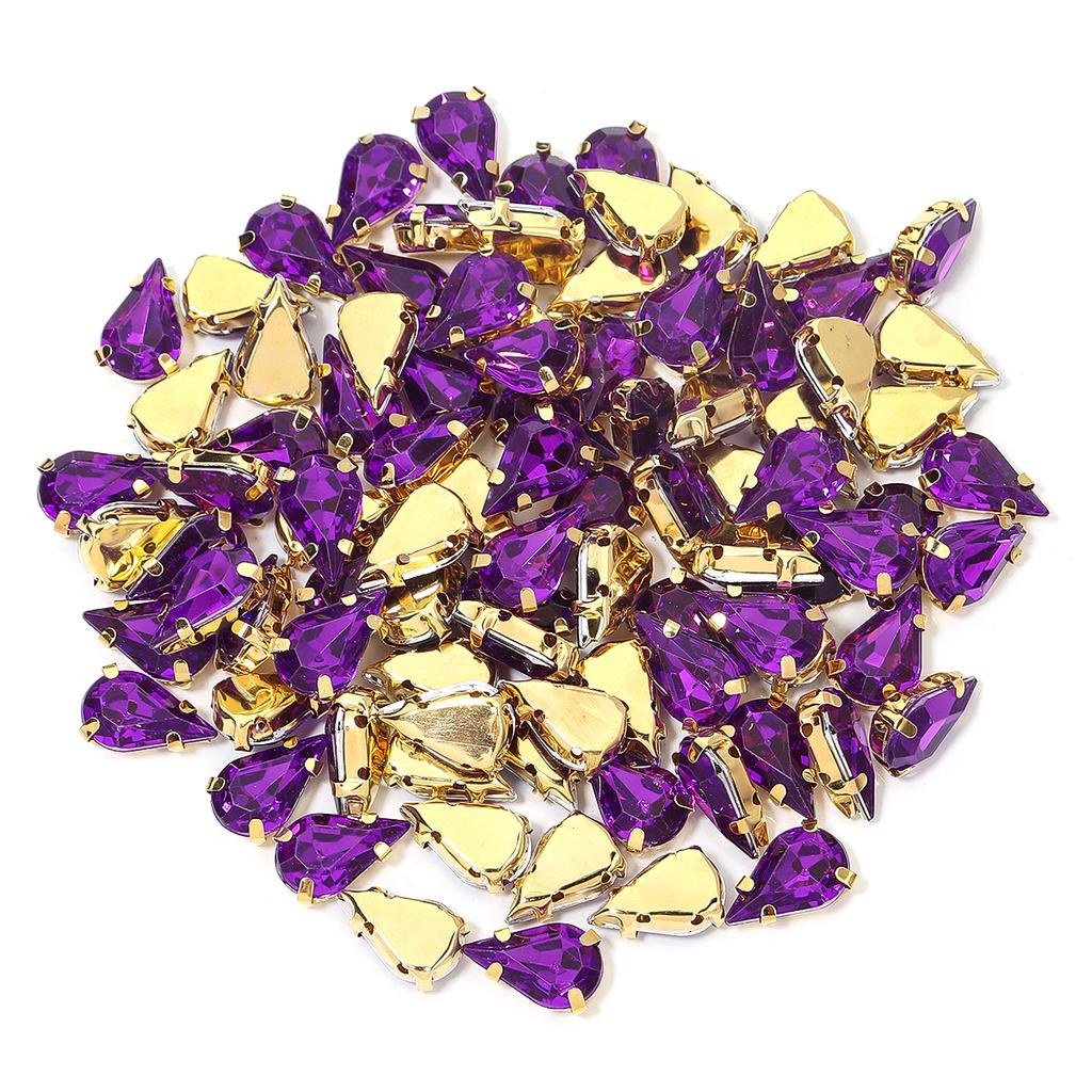 50pcs Water Drop Claw Rhinestones Stainless Steel Gold Bottom Acrylic Pointed Claw Drill For DIY Clothing Headwear Jewelry Decor