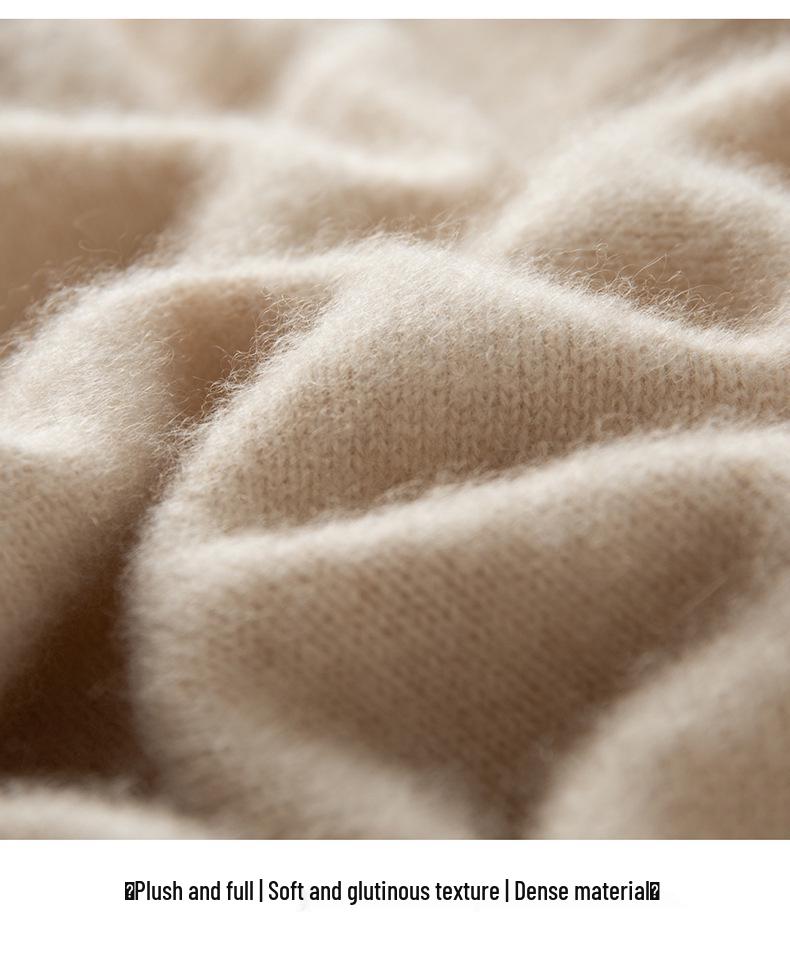 Women's Elegant Round Neck Knit Sweater - Versatile, Thick, Fashionable Cashmere for Autumn/Winter.