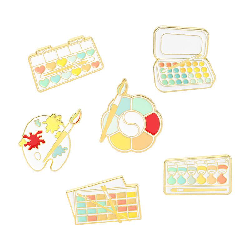 Unique Geometric Design Alloy Brooch Palette Pin Fashionable Clothing Accessory