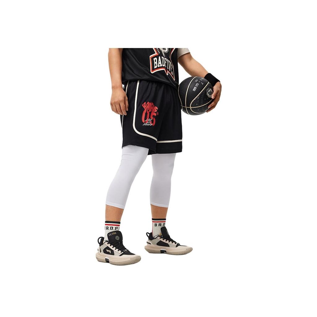 Li Ning Basketball Series Printed Loose Fit Comfortable Breathable Basketball Shorts Men Shorts Black AAPU103-3
