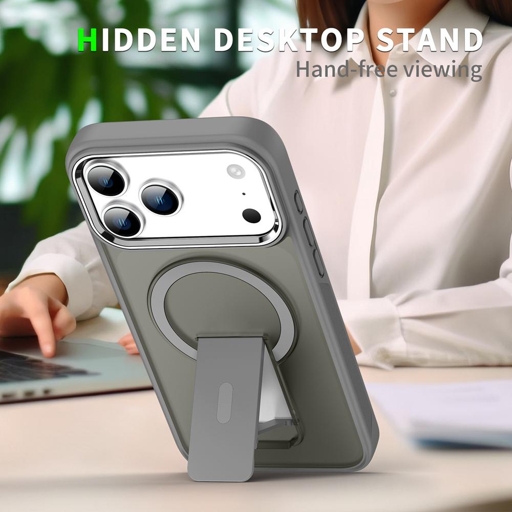 KEYSION Husă Mată Translucidă Rezistentă la Șocuri pentru MagSafe pentru iPhone 17 Pro Max 17 Air Suport de Sprijin Încărcare Wireless Husă Spate Telefon