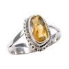 Natural Citrine Gemstone 925 Solid Sterling Silver Jewelry Ring Size 7.5 v0U32