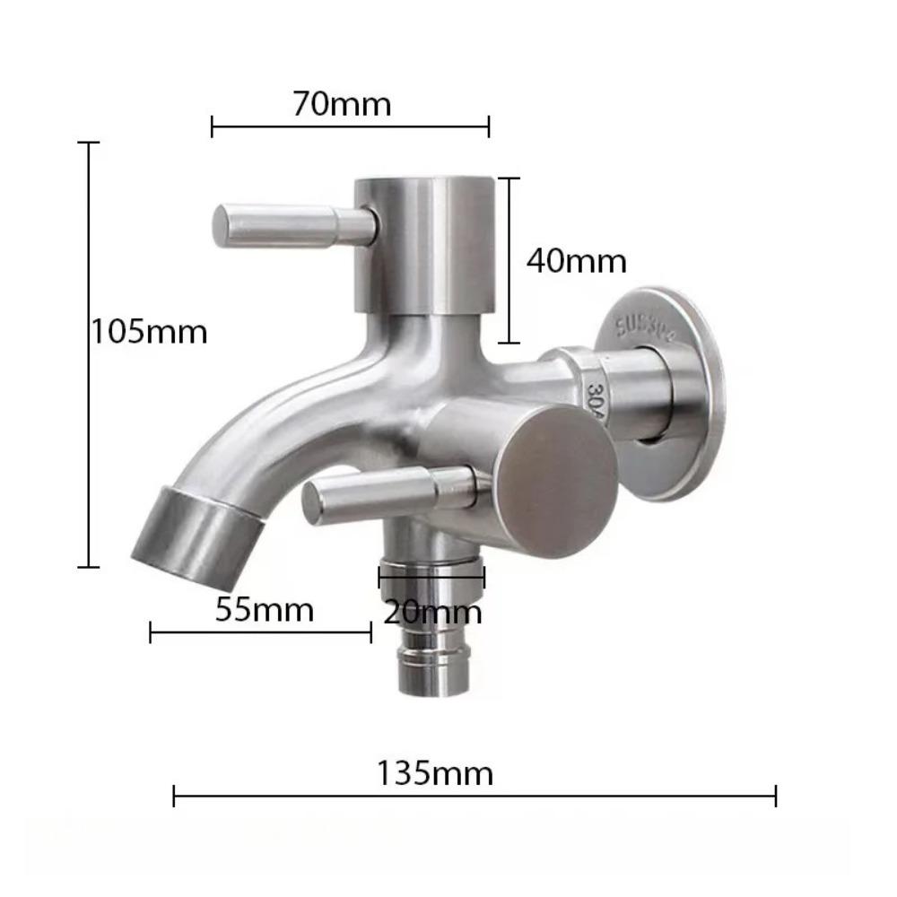 1PC 304 Stainless Steel Dual Outlet Washing Machine Faucet Multi Function Water Tap for Laundry Room Bathroom Accessories