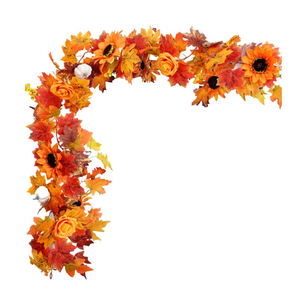 175CM Artificial Maple Leaf Flower Garland Home Garden Indoor Wall Hanging Faux Ivy Halloween Fall Harvest Festival Decoration