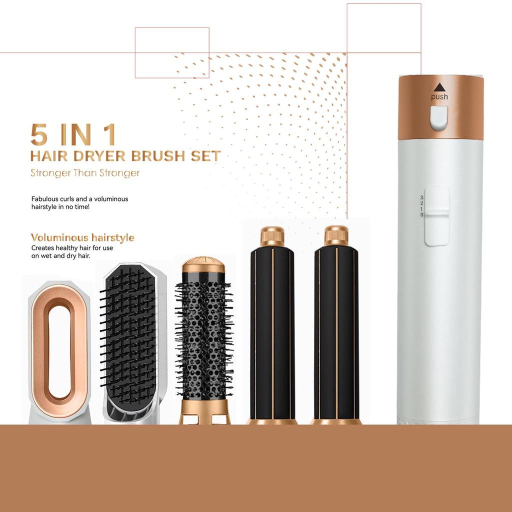 5-in-1 Hot Air Brush: Multi-function Curler, Straightener, & Blow Dryer - Safe for Hair