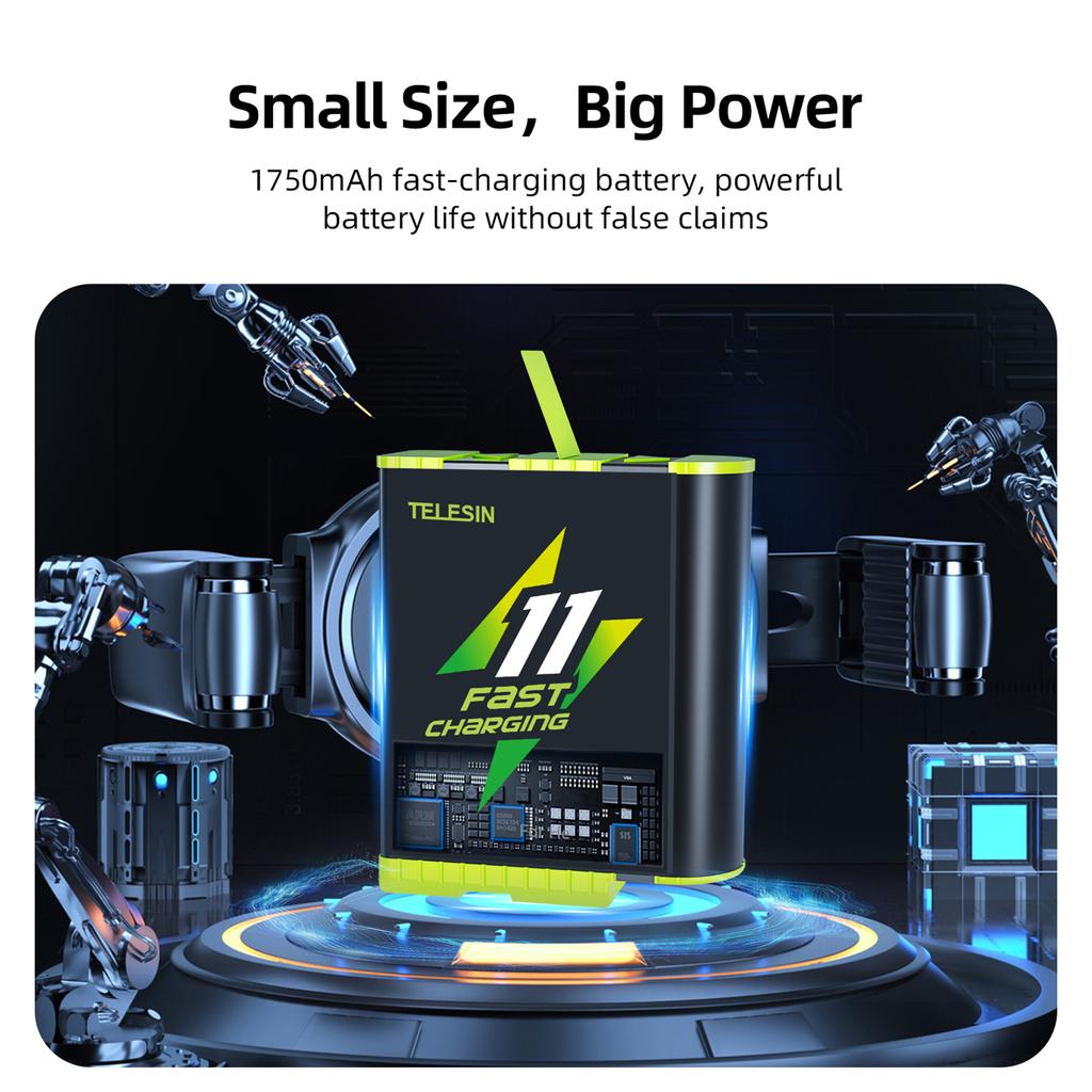 TELESIN GP-FCK-B11 Battery Charger Charging Box for Battery with Dual Battery Channels Compatible