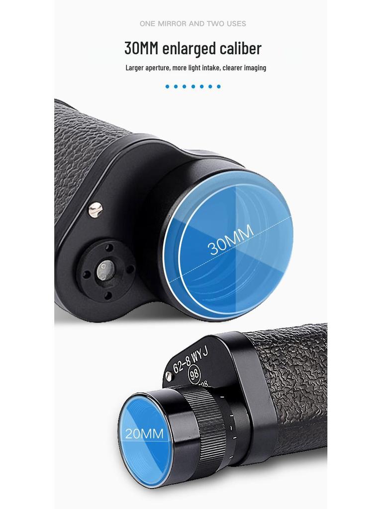62 Type 8x30 Portable Monocular with High Magnification HD and Non-Infrared Color Imaging for Low-Light Night Vision