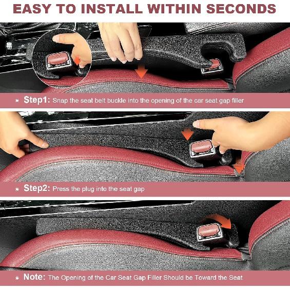 Seat Gap Filler Universal Fit Car SUV To Fill The Gaps Between Seat and Console Blocker Stopper Pack of 2 Black
