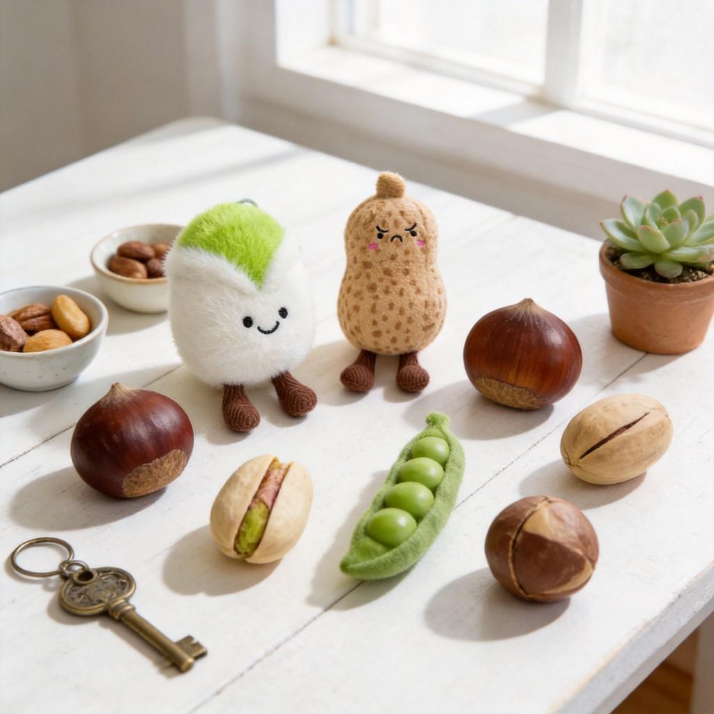 Nut Series Plush Keychain With Ultra Soft Short Plush For Kids And Teens
