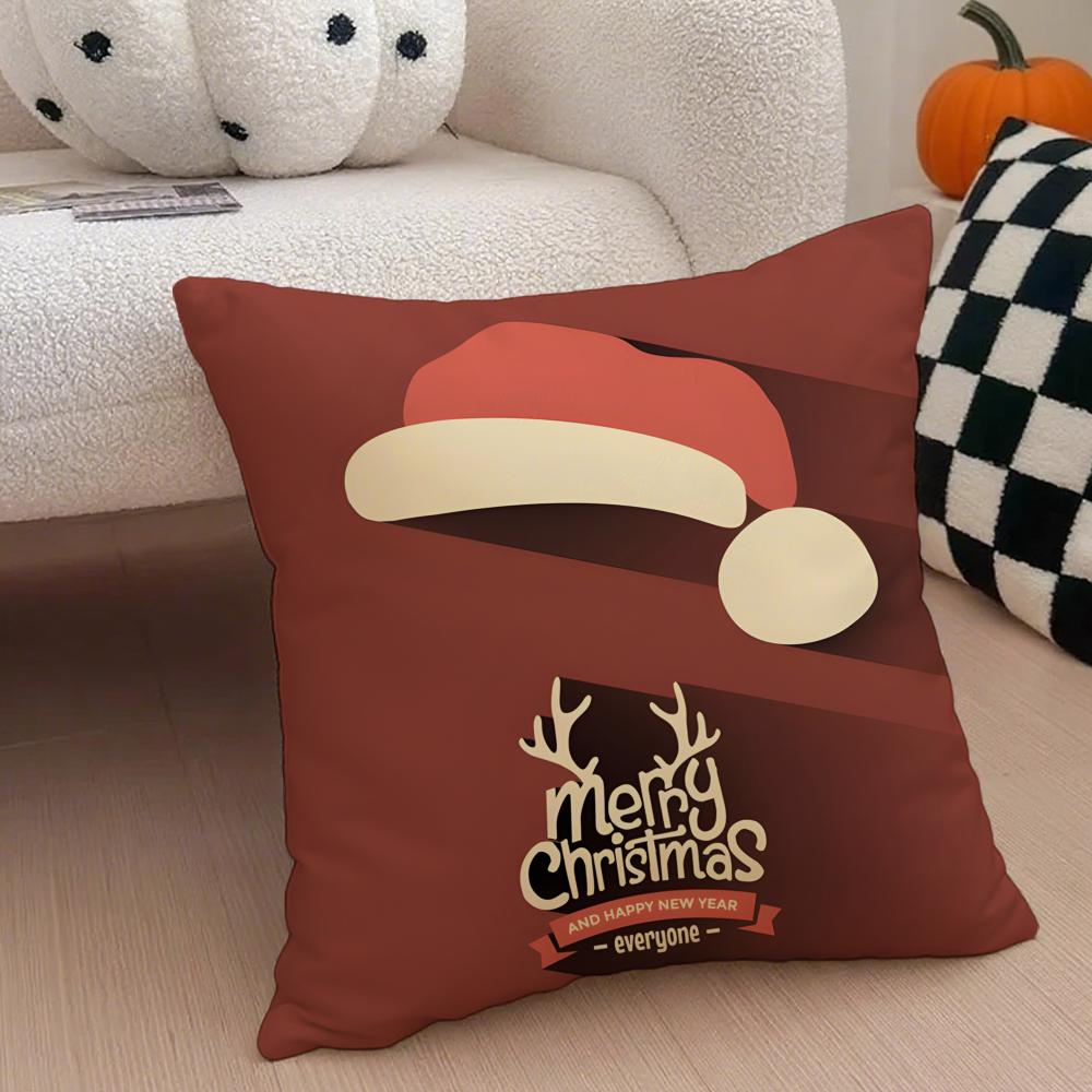 Christmas Red Collection Cushion Cover Throw Pillow Cover Hidden Button Durable Polyester Chair Cushion