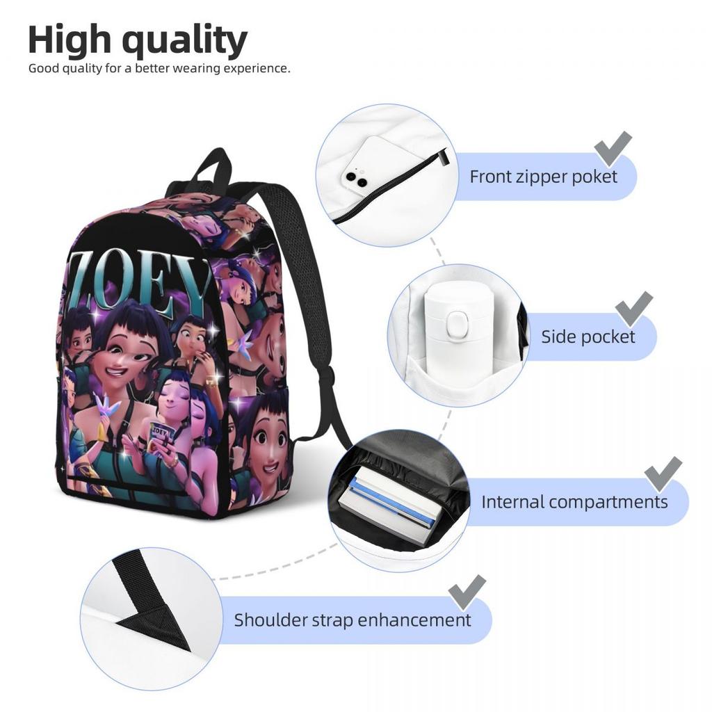 Kpop Łowcy Demonów Zoey Huntrix Plecak Dla Mężczyzn Kobiet Casualowy Studencki Turystyczny Podróżny Plecak Dzienny Torba na Ramię na Laptopa Sportowy