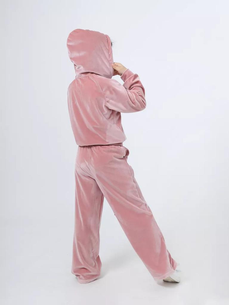 Mädchen Sportmütze Samtanzug Lässiges Sweatshirt Zweiteiliger Anzug