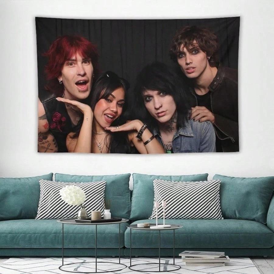 1pc Emo Rock Style Band Tapestry 2D Polyester Flat Wall Decor Trendy Hanging for Teen Bedroom  Dorm Perfect Gift for Band Lo