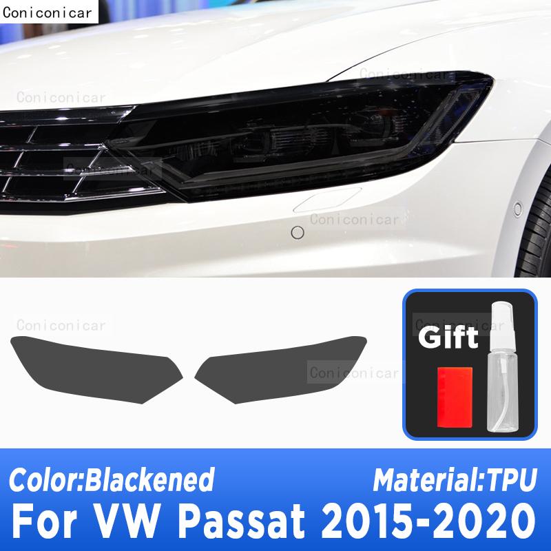 

2 Pcs Performance Car Headlight Protective Film Front Light Black TPU Sticker For Volkswagen VW Passat B8 2015- Accessories A