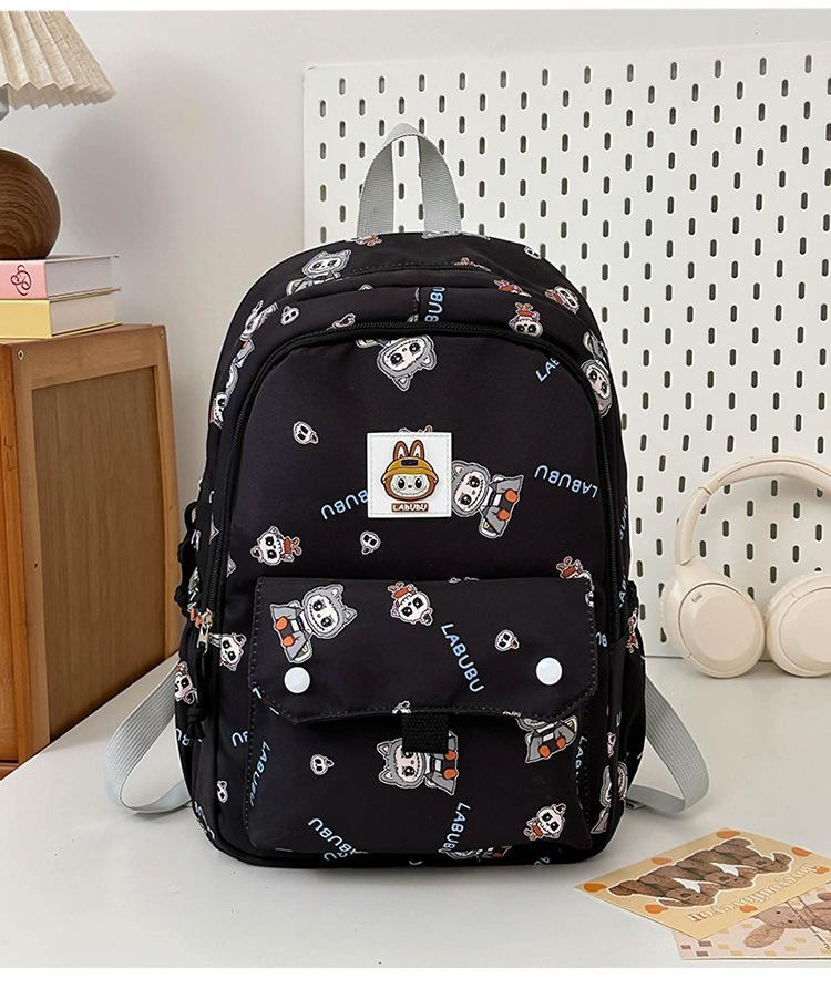 School Bag for Primary and Secondary School Students Cute Cartoon Printed School Bag Labu Cloth Casual Versatile Backpack College Style Backpack