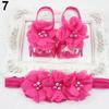 Cute Newborn Baby Infant Girl Rose Flower Headband + Barefoot Ring Sandals Shoes