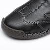 Men Side Zipper Comfy Hand Stitching Split Leather Casual Shoes