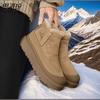 Winter Men Plush Warm Snow Boots Outdoor Cotton Boots for Fashion Handmade Casual Shoes with Fur Waterproof Non-slip Ankle Boots