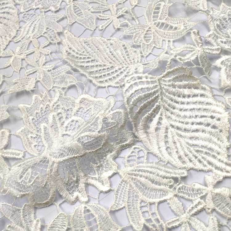 Water Soluble Lace, Embroidered Cloth, Leaf Pattern, Three-Dimensional, Hollow, Polyester Silk, Full Width, Embroidered Fabric