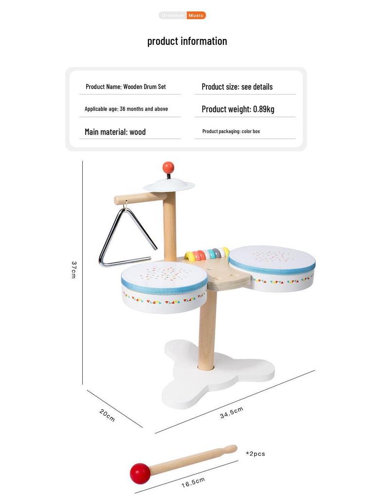Montessori Wooden Multifunctional Drum Set for Kids - Cultivate Musical Talent with Five-Note Educational Toy
