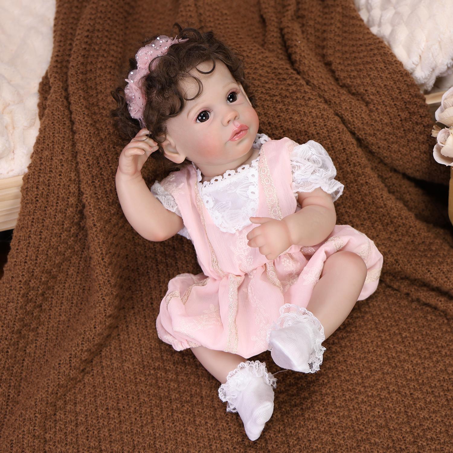 

Full Silicone Vinyl Relistic 18 Inch Reborn Baby Doll Visible Veins Newborn Babies Doll Playmates DIY Toy 18 inch