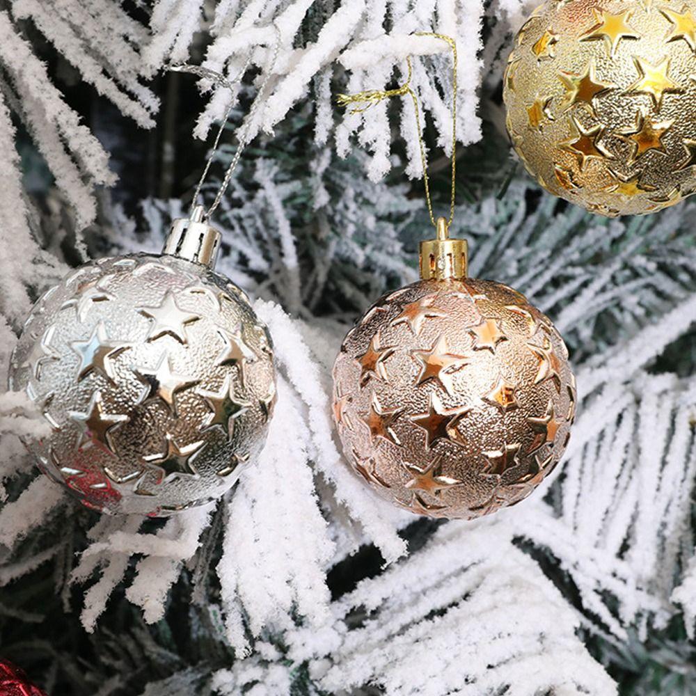 6pcs Colorful Star Christmas Balls Set 6cm Xmas Tree Pendants Home New Year Gift