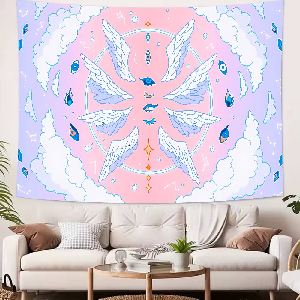 Luxury Fashion Hot Cute Pink Angel Tapestry Decoration Bedroom Dormitory Background Cloth Holiday Home Living Room Club Tapestry