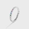 Anello da Donna in Argento Sterling S925 Cuore Arcobaleno - Design di Nicchia, Gioiello di Tendenza di Lusso per l'Indice