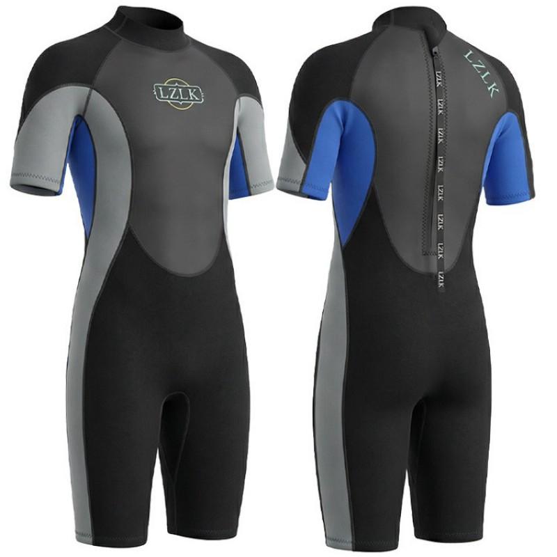 2mm Short Sleeve Shorty Back Zip Wetsuit Surfing Diving Swimming Lightweight Chloroprene Neoprene Mens Fall