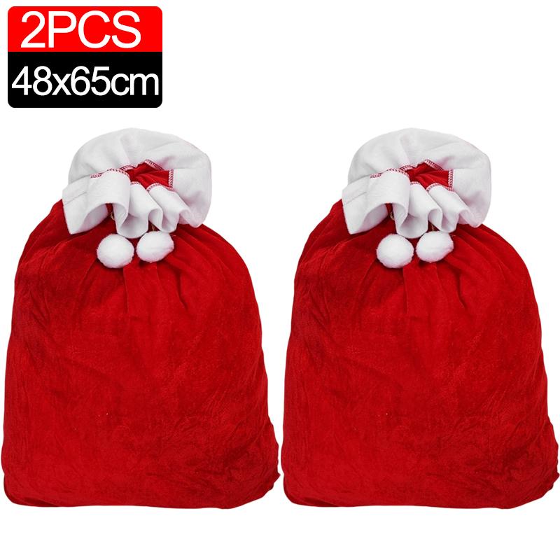 Large Christmas Velvet Drawstring Gift Bags Santa Claus Costume Props Party Supplies Holiday Decor 2026 New Year Celebration