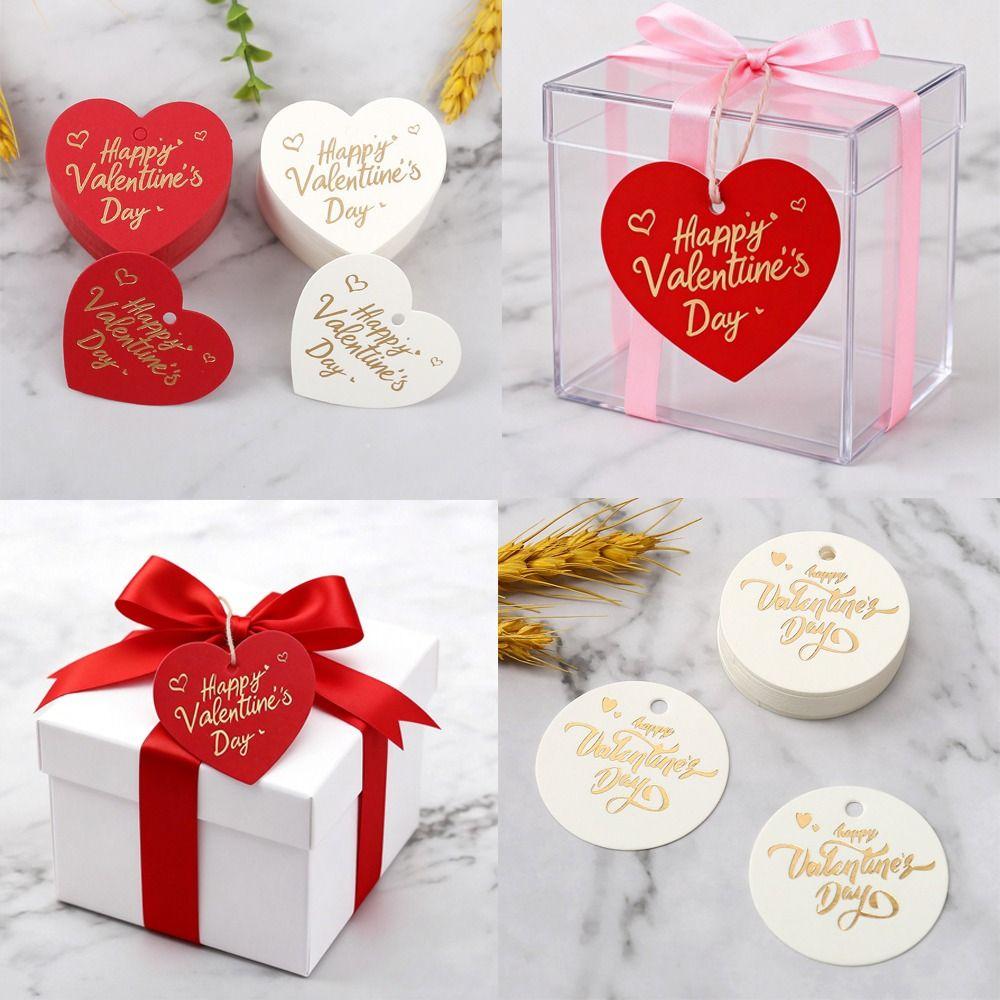 100pcs Heart Shaped Cards Valentine's Day Tags Red DIY Gift Labels Hanging Decoration Packaging Decoration Tags