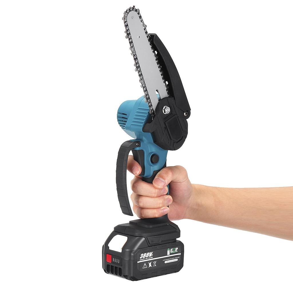 6 Zoll 3500W 388V Mini-Elektrokettensäge mit Anzeigebatterie Tragbares Kettensägen-Holzbearbeitungswerkzeug für 18V-Batterie