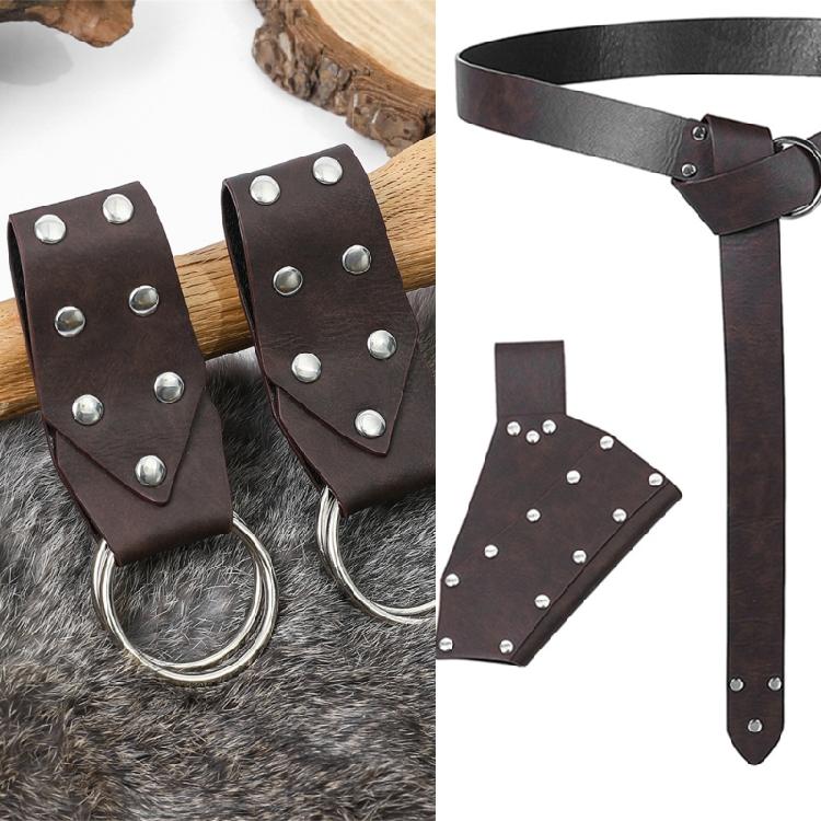 Renaissant Rivets Studded O Rings Belt With Detachable Nordic Design Pouch For Cosplay Enthusiasts Dressingup Waist Props