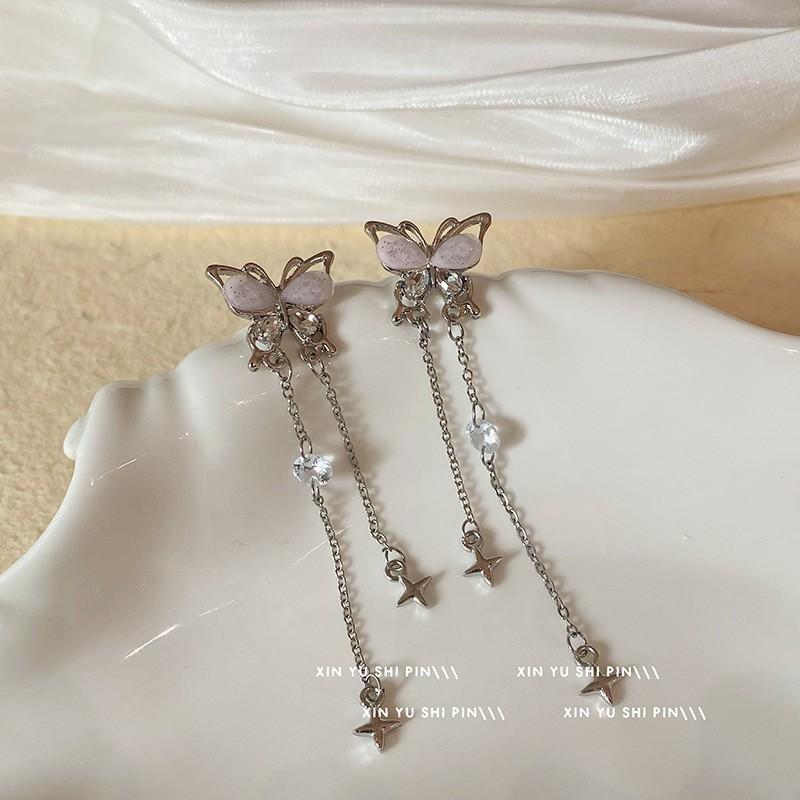 Spring Garden ~ Butterfly dusk øredobber, kvinnelige skog søte blomst lange øredobber, super fe temperament utsøkte øredobber