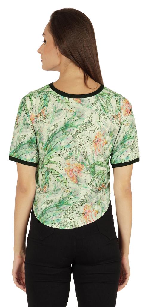 Inkmeso Rundhals Lässige T-Shirts Für Damen Bedruckt Normale Passform High-Low Saum