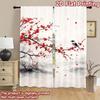 2D flat printing 2pcs Curtain Party Curtain Spring Blossom and Bird Digital Printed Polyester Drapes Holiday Decorations Use for