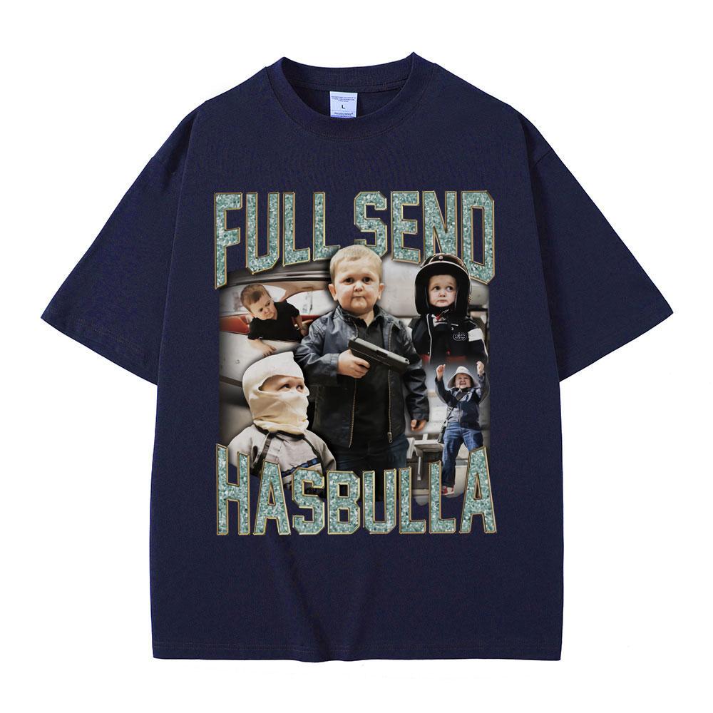 Full Send Hasbulla Magomedov T-shirts Russia Mini Khabib Blogge Fighting Funny Meme T Shirts Men Women Vintage Oversized T-shirt