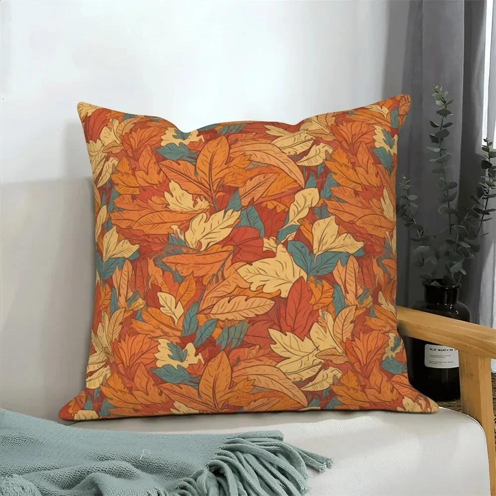 Autumn Scenery Home Decoration Cushion Cover Autumn Leaf Forest Print Sofa Decoration Pillow Cover