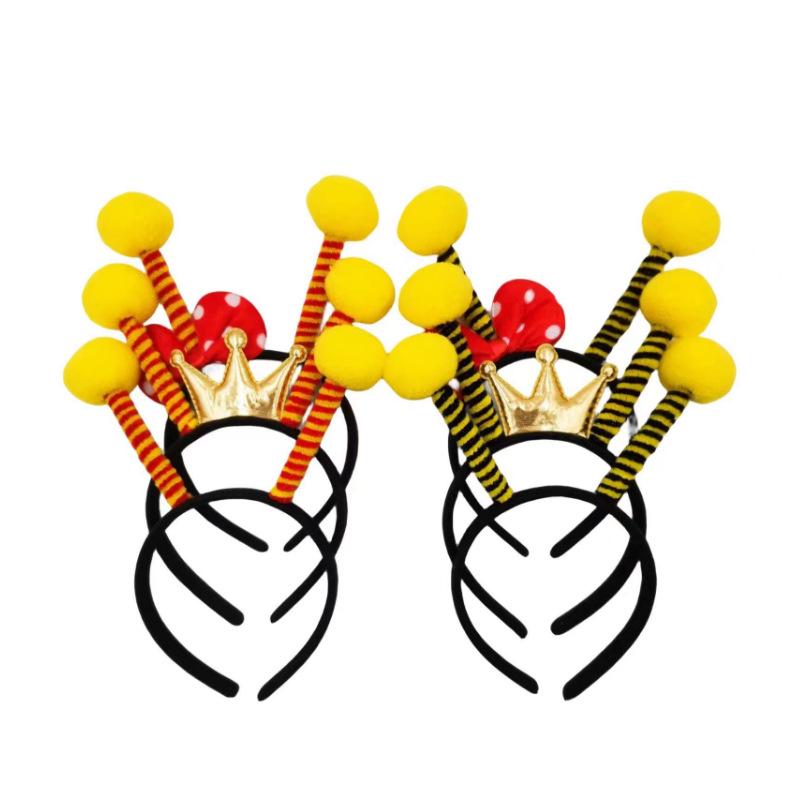 Bee Headband with Fluffy Ball Antennae for Kids & Adults
