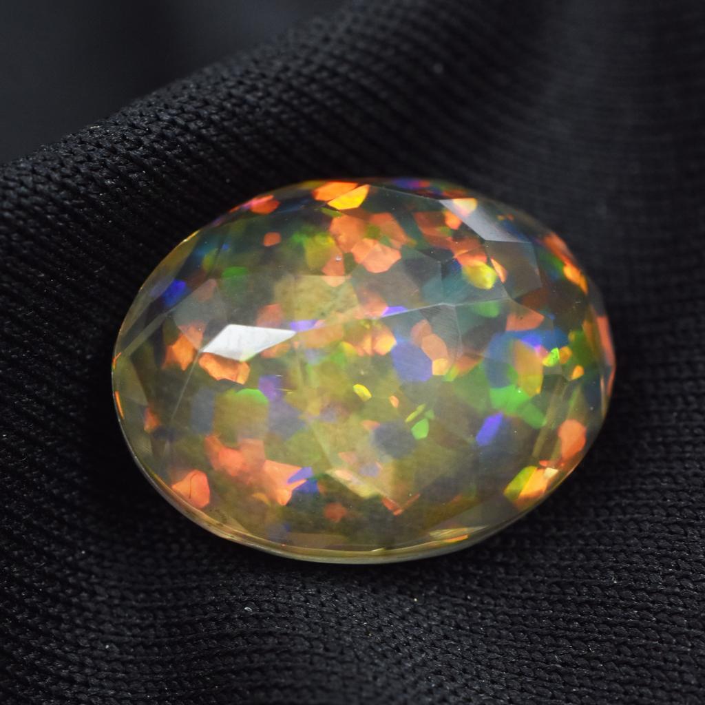 Lab-Created Opal Loose Gemstone Oval Cut Ethiopian Multi-Color 8.60 ct October Birthday Birthstone
