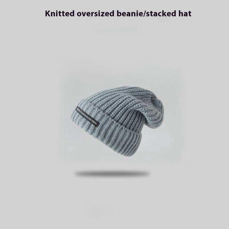 .1Pc Warm Knitted Patchwork Men s Winter Hat Face Slimming Trendy Couple s Cuffed Beanie Casual Street Style Knit Cap
