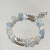 Bracciale con Perline e Ciondolo a Forma di Fiore Rosa di Cristallo Coreano e Farfalla per Donne, Catena Dolce con Perle, Gioielli Regalo per Fidanzata
