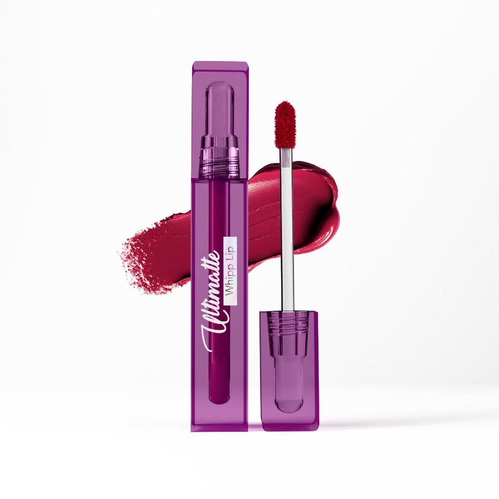 Blue Heaven Ultimatte Whipp Lip Liquid Lipstick Waterproof Infused with Cocoa Butter & Rosehip Oil | Hydrating | Airy Mousse Texture | Soft Matte F