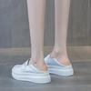 Muffin Platform White Shoes Women's Spring and Autumn Single Shoes Leather Light Lazy One Pedal Two Wear Casual Shoes