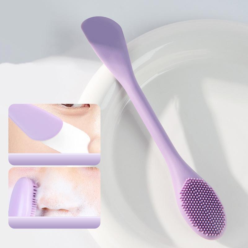 Doppelkopf Silikon Gesichtsmaskenpinsel Gesichtsmassage Reinigungsbürste DIY Schlammfilm Schaber Gesichtspflegewerkzeug Spa Schönheitssalon