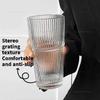 Große Kapazität Kaltgetränkebecher mit Deckel und Strohhalm vertikal gestreiftes Glas Wasserbecher Kaffeetasse stilvoller Trinkbecher