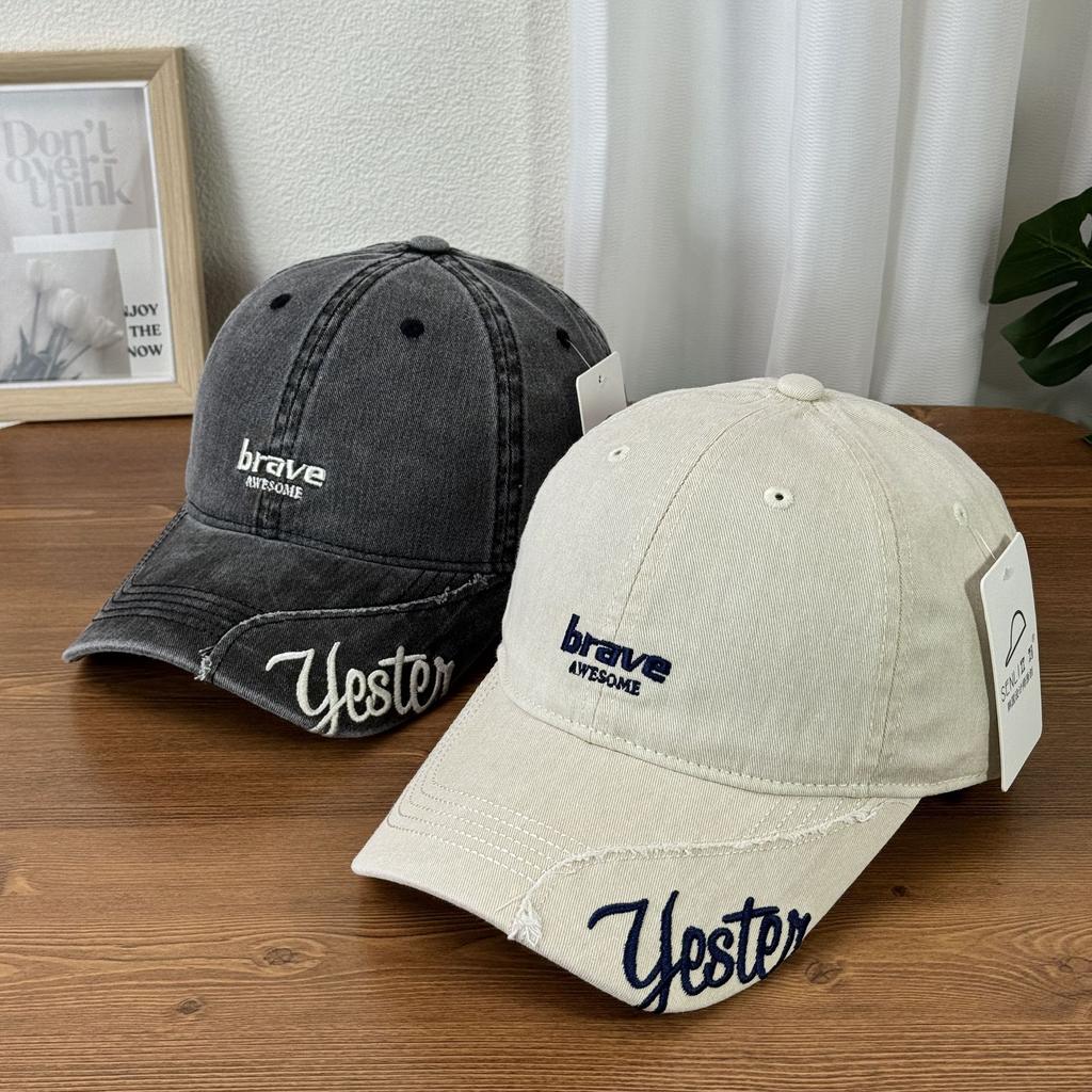 Fashion Hat New Fashion Side Letters Retro Old Soft Top Baseball Cap Women's Spring and Summer Sunscreen Sun Hat Men's Cap