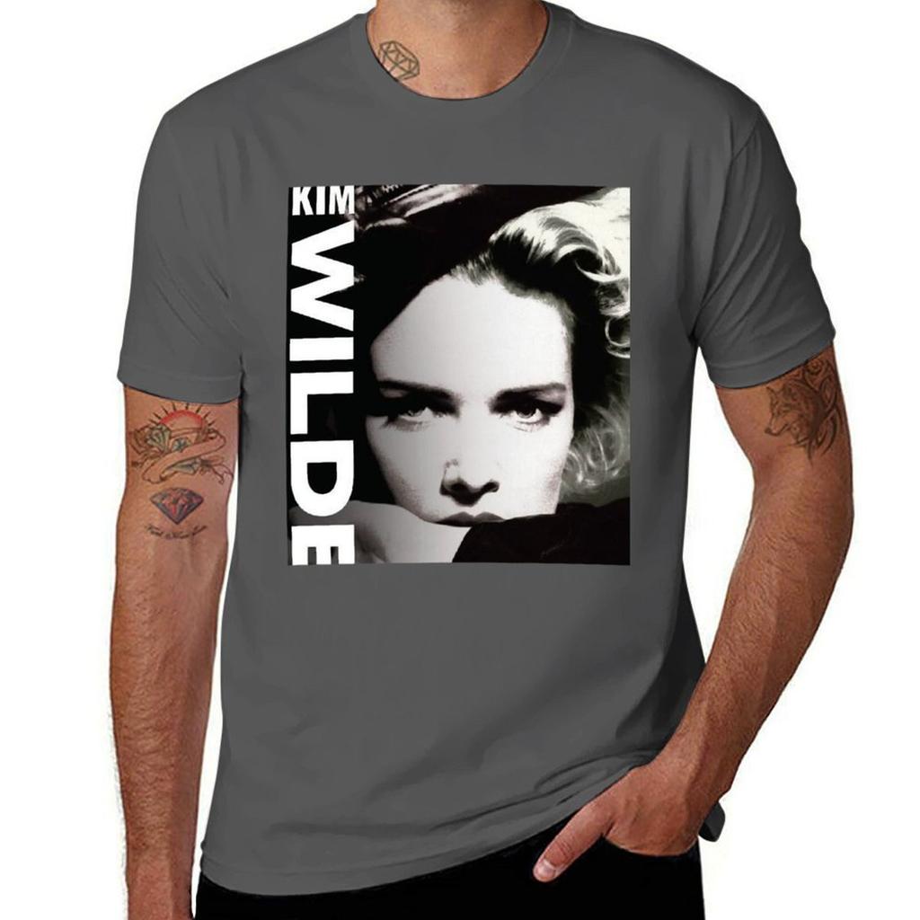T-shirt Bianca e Nera Kim Wilde Stampa Vintage Girocollo