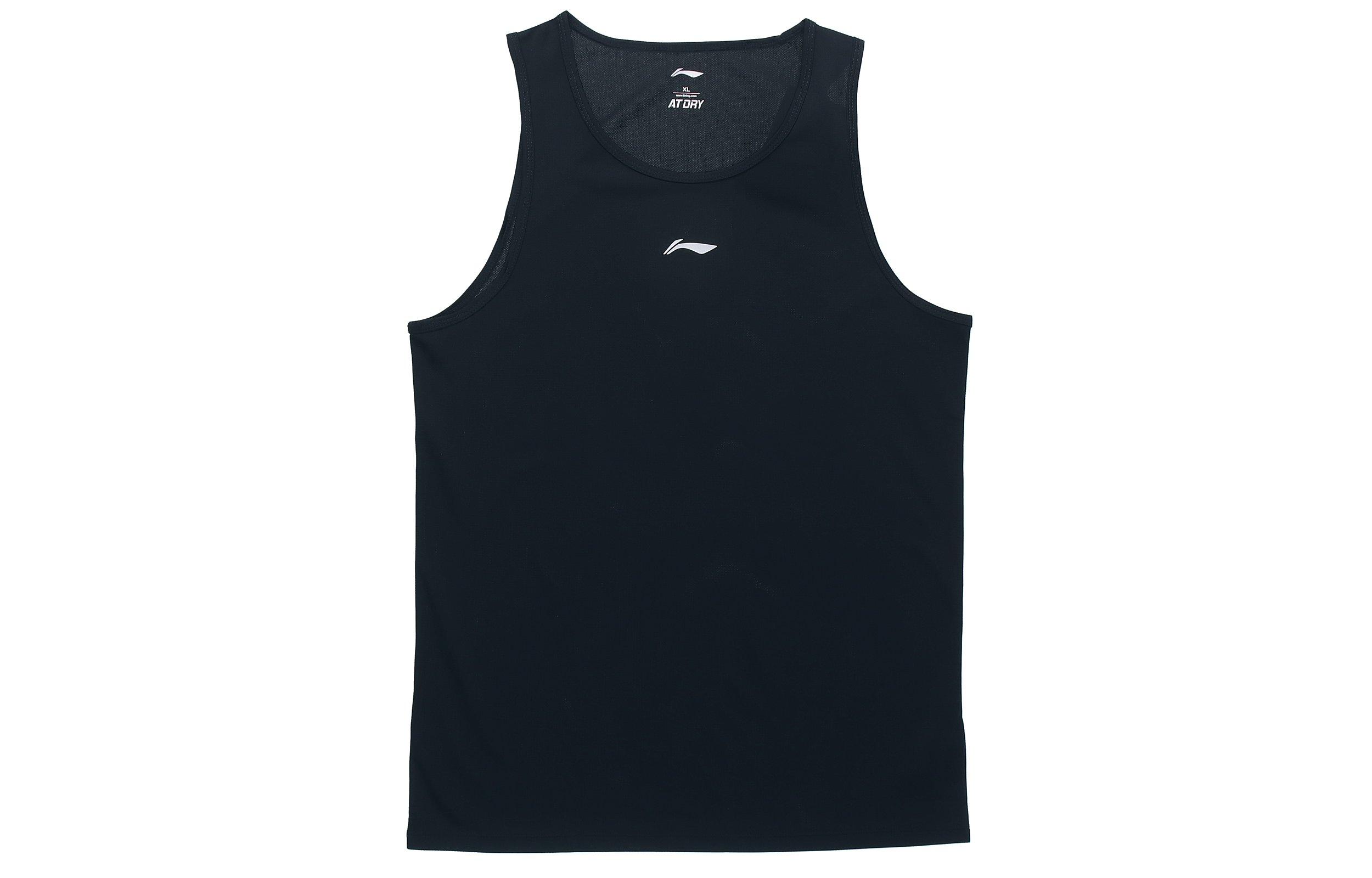 Li Ning Tank Tops Men s Black Crew Neck Moderate Straight Fit YVSV017-2 L