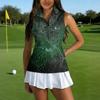 Women's Sleeveless Golf Shirt with Zipper and Halloween Print for Casual Sports Wear